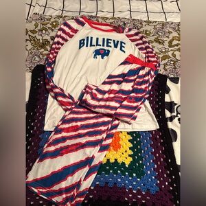 Striped Pajama Set with Graphic Print